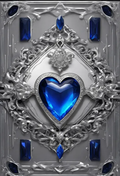 blue heart shape jewel belt buckle, silver trim, tilted a little to the left pose