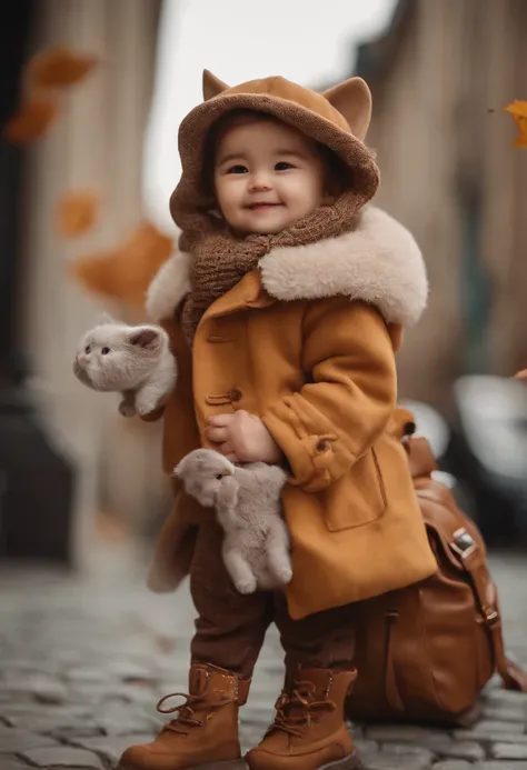 season for autumn、I have two little kittens, a cute little cat, cute kittens, Cutest, Incredibly cute, Adorable and cute, And cute and lovely. They are walking down the street with backpacks, Walking together, commute, Proudly walk down the street, And the...