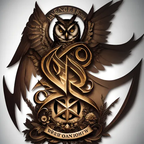 Band logo with gothic script with the name Night Owl with owl wings on both sides