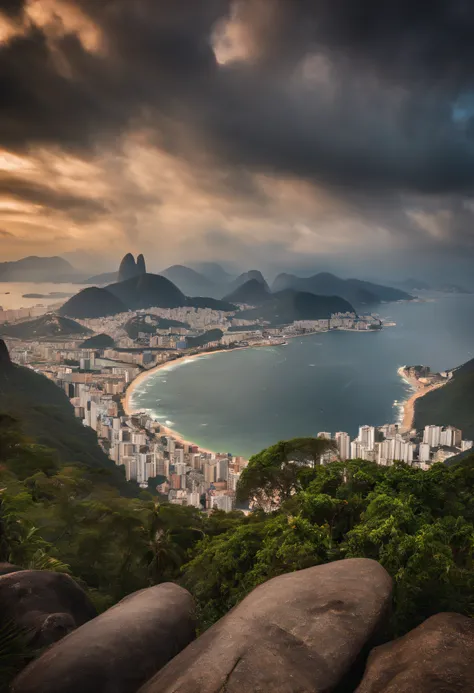 An apocalyptic landscape of Rio de Janeiro.  Where the city is destroyed,apos a queda de uma bomba nuclear