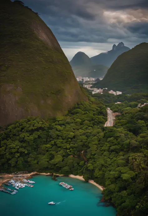 An apocalyptic landscape of Rio de Janeiro.  Where the city is destroyed,apos a queda de uma bomba nuclear