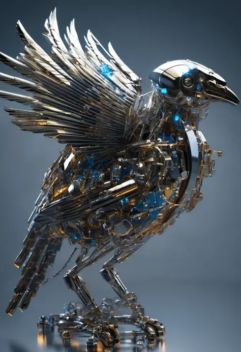 mechanical bird,metallic feathers,artificial intelligence,Futurism,Theo Jansen,The Wind-up Bird Chronicle,Close-up shot,