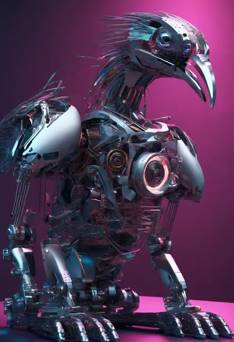 mechanical bird,metallic feathers,artificial intelligence,Futurism,Theo Jansen,The Wind-up Bird Chronicle,Close-up shot,Close-up shot,colour