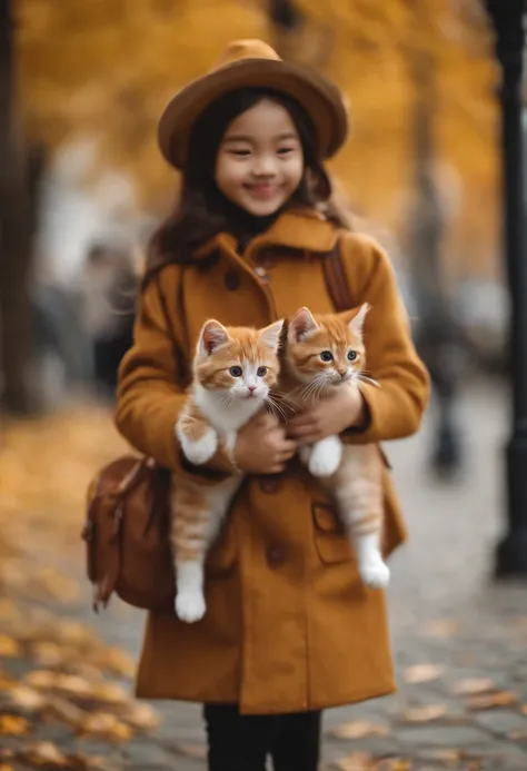 season for autumn、I have two little kittens, a cute little cat, cute kittens, Cutest, Incredibly cute, Adorable and cute, And cute and lovely. They are walking down the street with backpacks, Walking together, commute, Proudly walk down the street, And the...