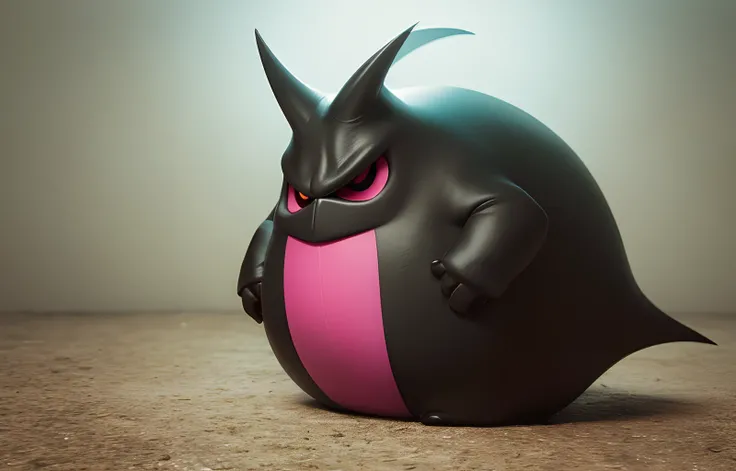 Gengar preto de olhos verdes realista