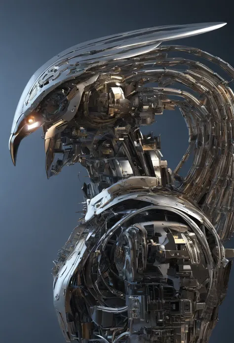 Mechanical birds,Metal feathers,Artificial intelligence,futurism,Theo Jensen,《Chronicle of the Wind Rising Bird》,Close-up shot,