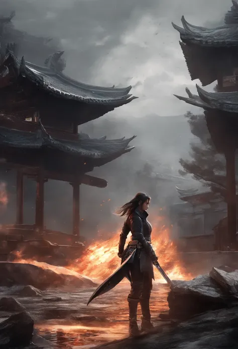 Best quality,masterpiece,ultra high res,(photorealistic:1.4),xiuxian,hyper-realistic fire effect,detailed face,
1girl,long sword,long hair,cleavage,high slit,(fiery aura:1.2),fire magic,beautiful girl,glowing eyes,full body,chinese architecture,heavy snow,...