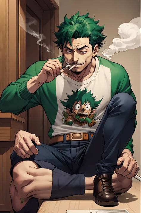 Deku in the mafia smoking blunt