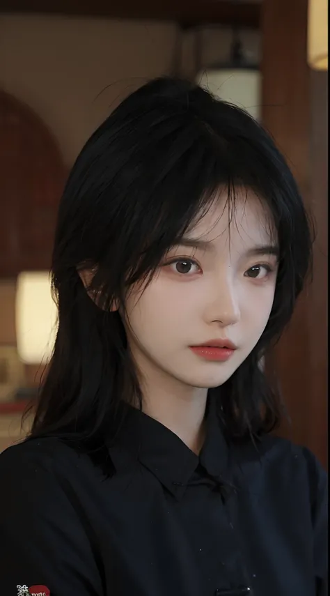 best qualtiy，tmasterpiece，超高分辨率，（realisticlying：1.4），a close up of a woman with long black hair wearing a black dress, Cai Xukun, gorgeous chinese models, Gorgeous young Korean woman, beautiful Korean women, yanjun cheng,  xintong chen, ruan jia beautiful!...