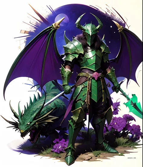 Knight with Sword 
Green and purple demonic style armor with dragon wings