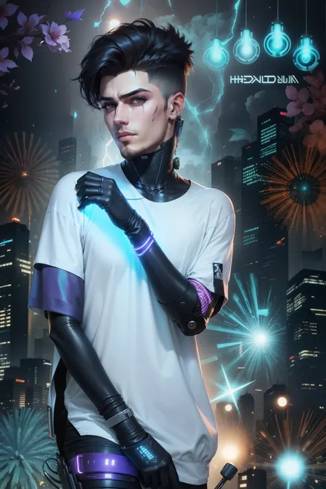 Change background cyberpunk handsome boy