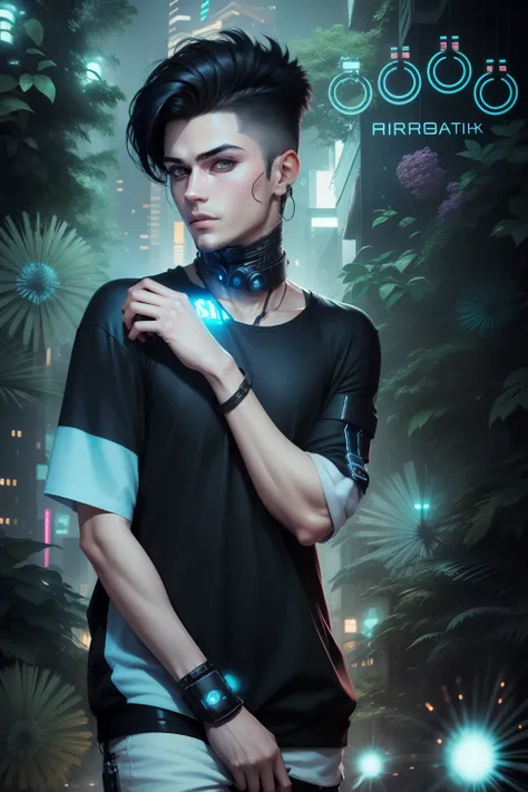 Change background cyberpunk handsome boy