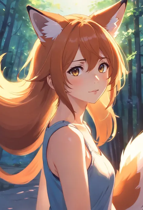 fox ears, femele, Sexy, pectorals,