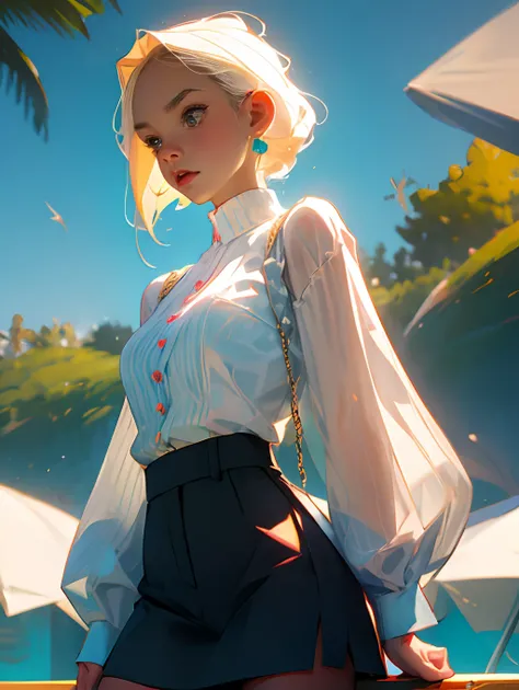 char-set of a girl wearing white plain shirt