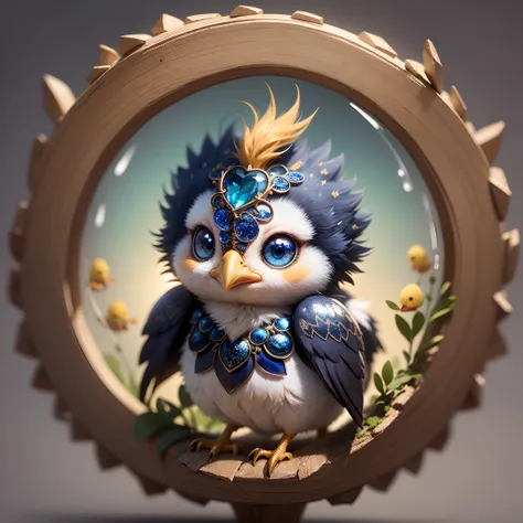 A cute and adorable little chick made of sapphire ornaments highly detailed intricated art design trending at artstation 8k uhd --auto --s2