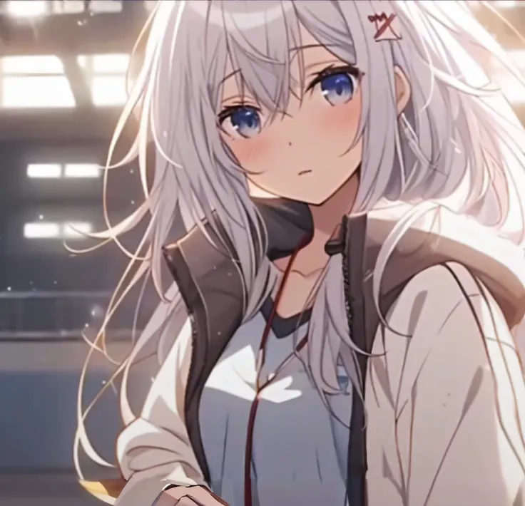 a close up of a person with long hair and a backpack, anime visual of a cute girl, Perfect white haired girl, Girl with white hair, Beautiful Anime High School Girls, Kantai collection style, up of young anime girl, An anime girl, girls frontline style, wh...