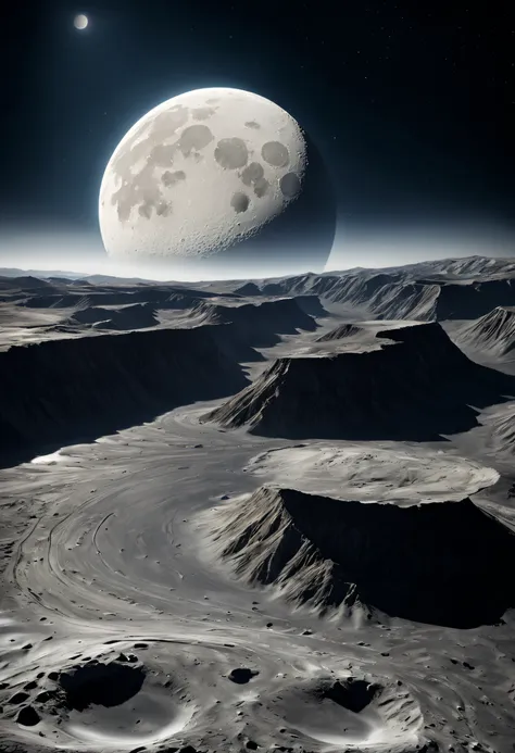 a stunning view of the moon's craters and valleys, captured from the vastness of space.