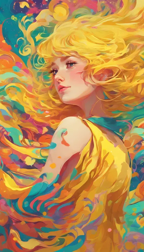 ((top-quality, 8K)), (Realistic), (Face focus: 1.1), (amarelo: 1.3), kawaii girl, short-hair, 
Hair fluttering in the wind, Facing to the side, Look up at your face, Eyes closed, (Sleeveless: 1.1)、Skirt, d-cup breasts,Countless petals are falling