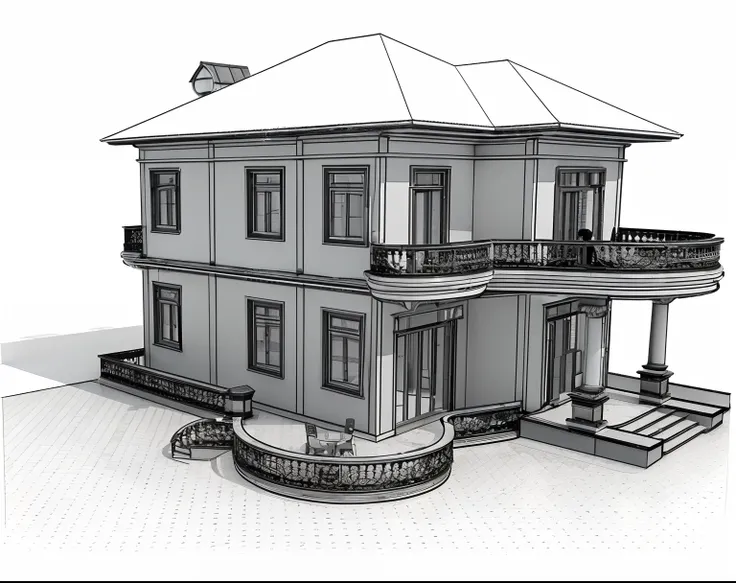 a 3d model of a house with a balcony and a balcony, architectural render, architecture render, architectural 3 d render, architectural rendering, 3 - d render, inter dimensional villa, lumion render, 3d rendering, high detail 3 d render, 3 d rendering, wit...