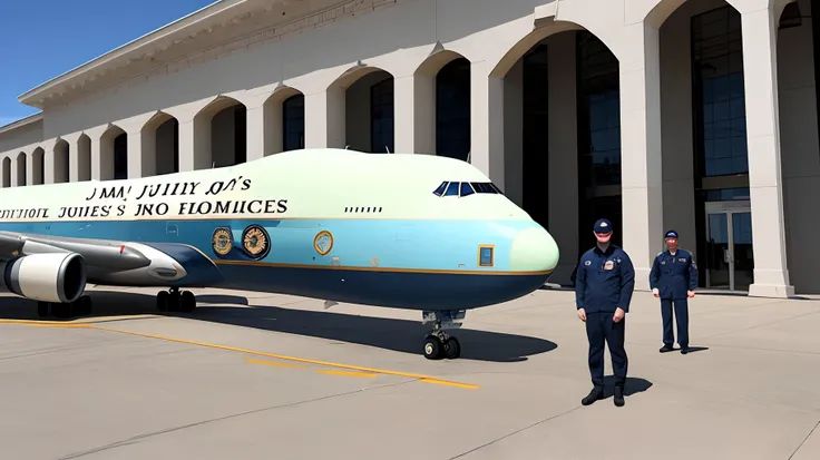 Person standing in front of Air Force one holding Jimmy John’s sandwich bag