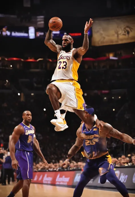 best quality,ultra-detailed,realistic,fat ass lebron james,focused,athletic basketball player,bearded,dominant,extraordinary,showcasing power and grace,overpowering his opponents,imposing presence on the court,shooting the ball with precision,leaping high ...