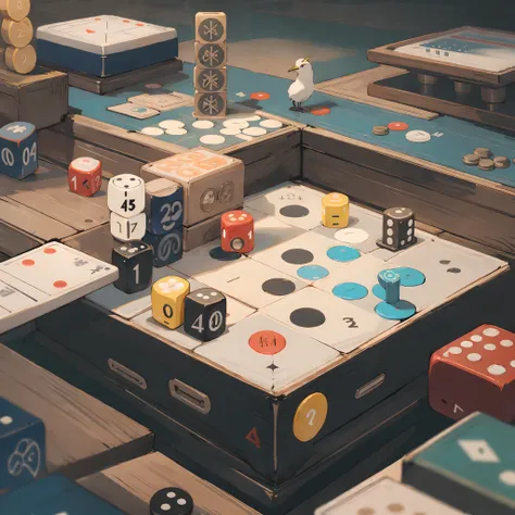 A huge board game with dices