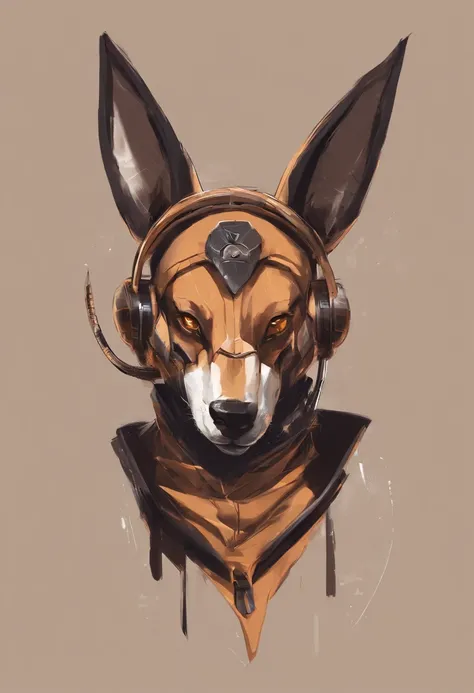 Caramel achorro with dark black muzzle and floppy ears