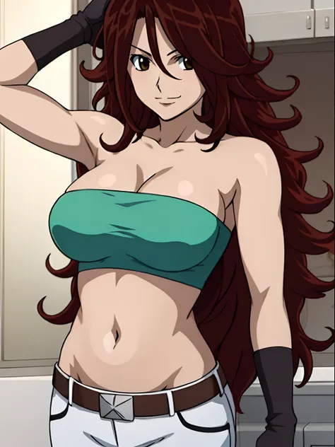 ((solo)), Best Quality, hires, curvy midsection, strong woman, female wrestler, smile, happy), upper body only, anime style: 1.8, anime drawing, ultra detailed face, ultra detailed body, 4k, Sumergai Lee Noriega, (standing), best quality, anime style, hire...