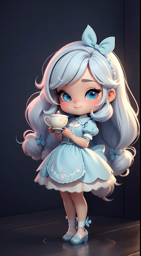 Create a loli chibi version of the Alice character in an 8K resolution.

Boneca Chibi Alice: She should look adorable and cute, Keeping the iconic elements of the original character. A Alice chibi deve ter um rosto redondo com olhos grandes e brilhantes, l...