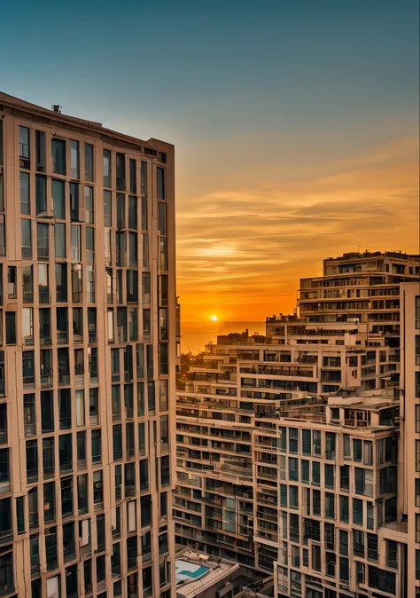 Change background into buildings with sunset