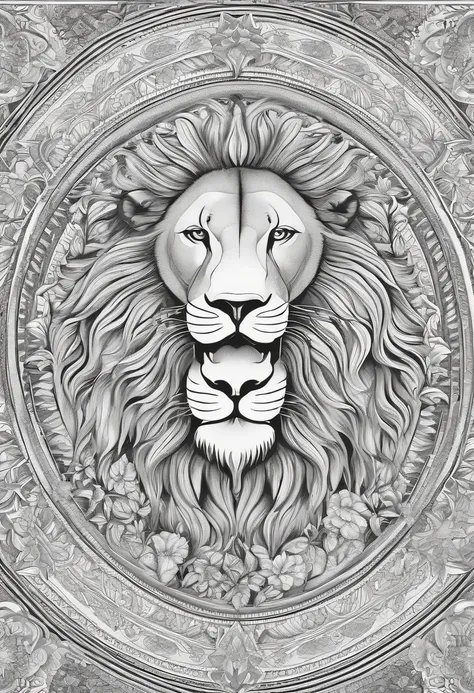 Mandala for coloring, lions, A4