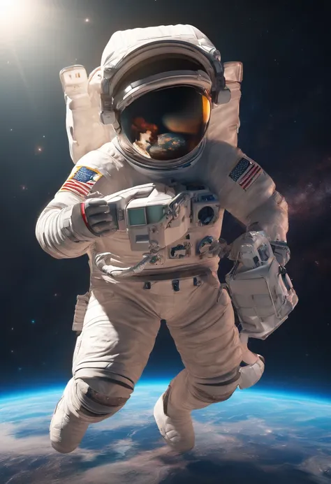 An astronaut holding up a horse in space