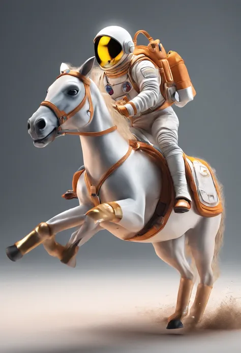 A man dressed in a horse costume riding a horse dressed as an astronaut