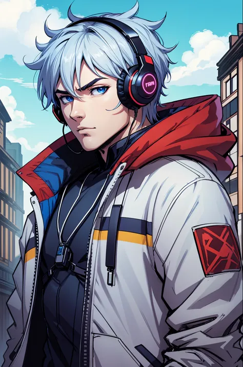 cool anime boy no nsfw wearing headsets blue eyes --auto --s2