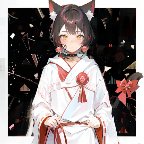 Anime character with cat ears and red sasher holding knife, Nekomimi,  In anime style, In an anime style, In a Japanese anime style, ((wearing aristocrat robe)), handsome japanese demon boy, anime catgirl, Anime girl with cat ears, anime style character, a...