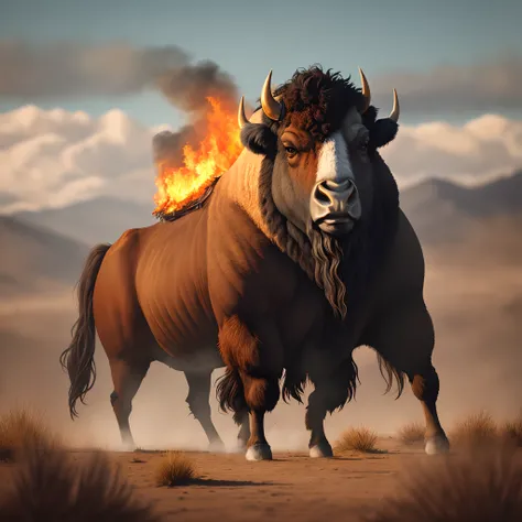 wild west fire bison