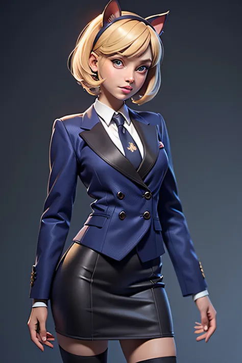 3dmm style,(masterpiece, top quality, best quality, official art, beautiful and aesthetic:1.2), (fractal art:1.3), 1girl, beautiful, high detailed, blonde hair, bobcut hair, hairband, dark lighting, serious face, looking the sky, sky, medium shot, skirt su...