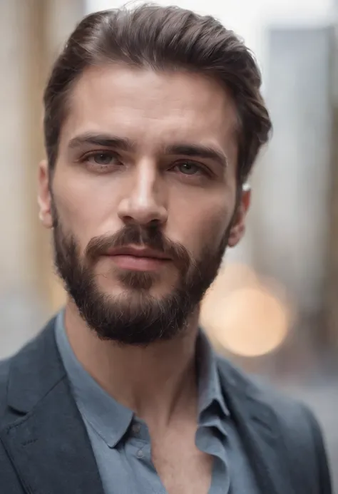 Magnifique homme en costume , Belle barbe , Executive Sexy Man, Terno donc, Front camera focus, mode portrait, perfectly straight in front of the camera