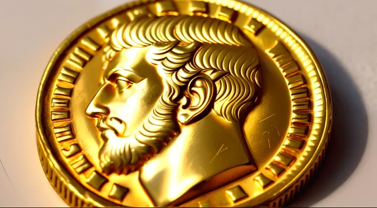 Roman Coin Creates Shiny Golden Roman Epic Coin Marcus Aurelius, Emperor and Stoic, Shiny Gold, 300 Years After Christ, Stoic Emperor Coin Marcus Aurelius Golden, Golden, Shiny, Shiny