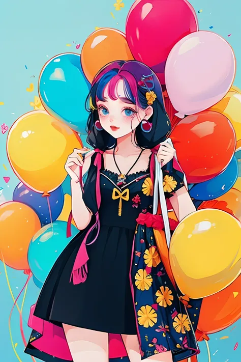 yxycolor，1girll， balloons