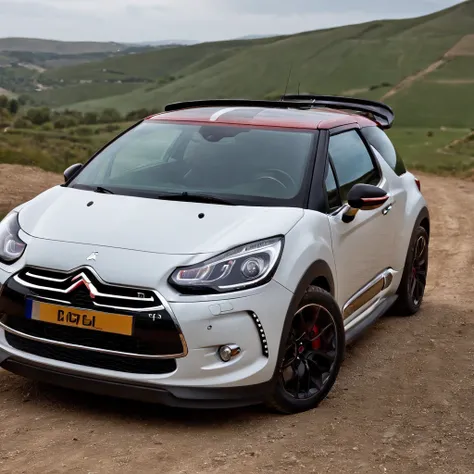 Citroen DS3 modelo 2017, faróis full-led, bodykit de rally, colors of the flag of France. Dark Prevailing Scenery, a noite. Rodas Oz superturismo.