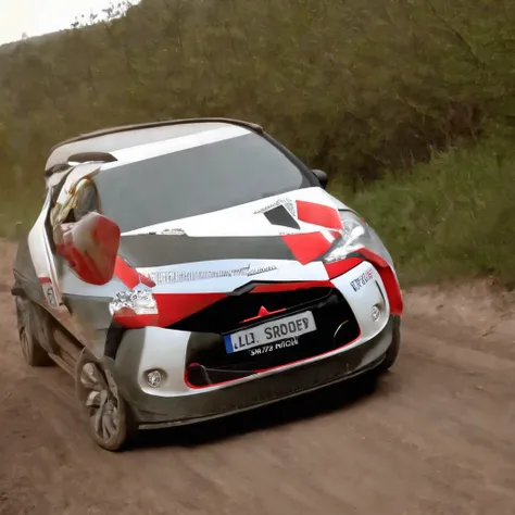 Citroen DS3 modelo 2017, faróis full-led, bodykit de rally |, car with racing graphics in the colors of the French flag. Prevailing Dark Scenery, a noite. Rhodes Oz Superturismo.