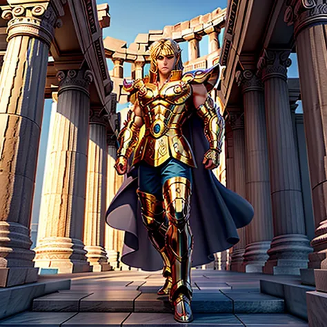 masterpiece, best quality, masterpiece, detailed face, detailed eyes, full body,  Chris Hemsworth , LeoArmor, greek temple, ((anime))