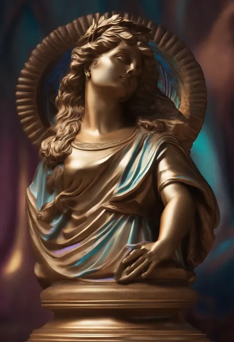 /imagine prompt: Illustration of a female Greek statue for a sticker with a holographic background, em negrito estilo de contorno, bordas irregulares, Lixo, sombreamento claro --v 5.2