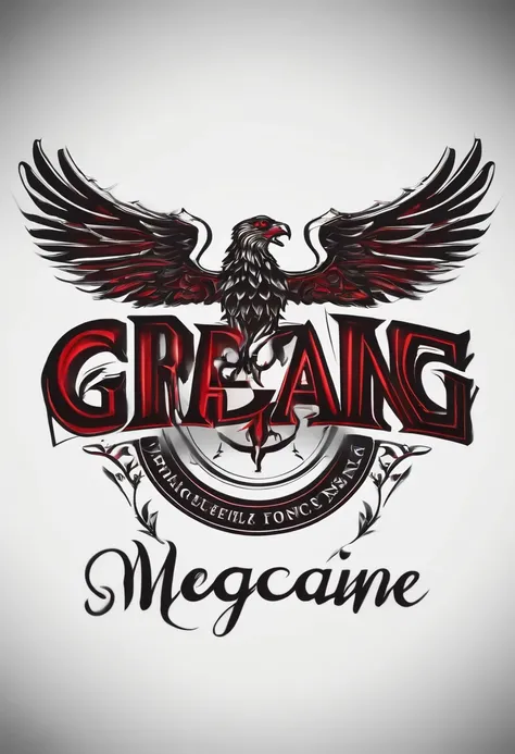 create a "MEGACINE" logo for me with red lettering, black shading , sem fundo