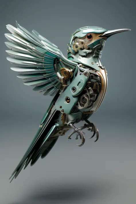 A mechanical bird, the detail，4K Ultra HD, 超高分辨率, (Photorealistic: 1.4), Best quality，tmasterpiece（pastel colour：1.2)