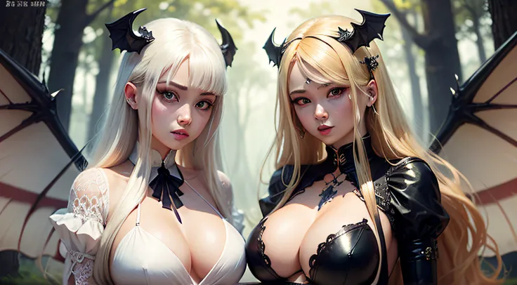 ​masterpiece、top-quality、ultra-detailliert、(Pazuzu:1.2)、独奏、fairy tale forest、Hot、28 year old beautiful American woman with attractive long blonde hair、big breasts