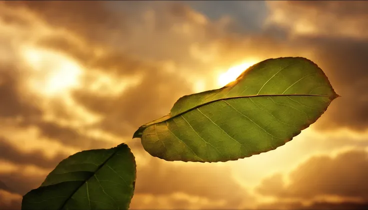 I want a flying leaf with shades of gold and lights around it.