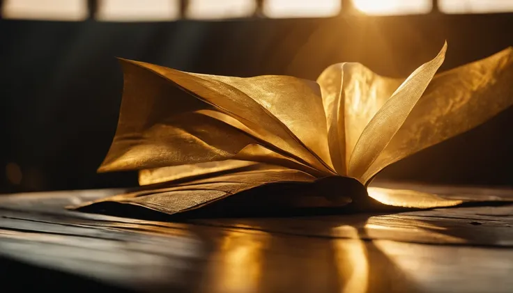 I want a sheet of paper, contract flying with shades of gold and lights around.