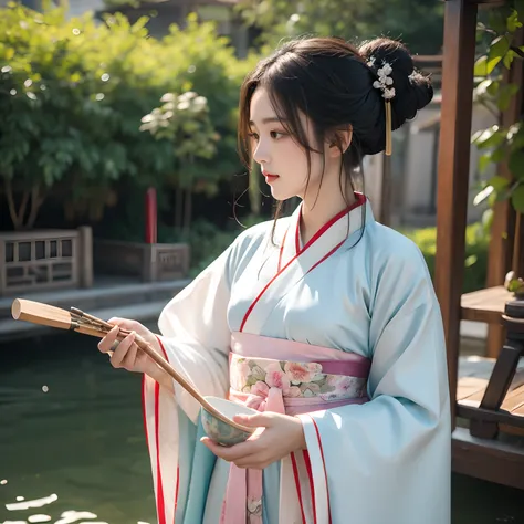 A beautiful woman wears Hanfu